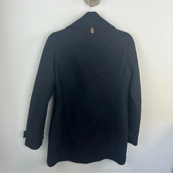 Mackage Black Wool Blend Double Breasted Pea Coat Military Designer Women’s XS - Picture 12 of 15